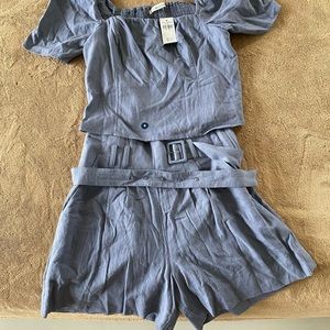Abercrombie 2 Piece linen shorts and crop top set NWT